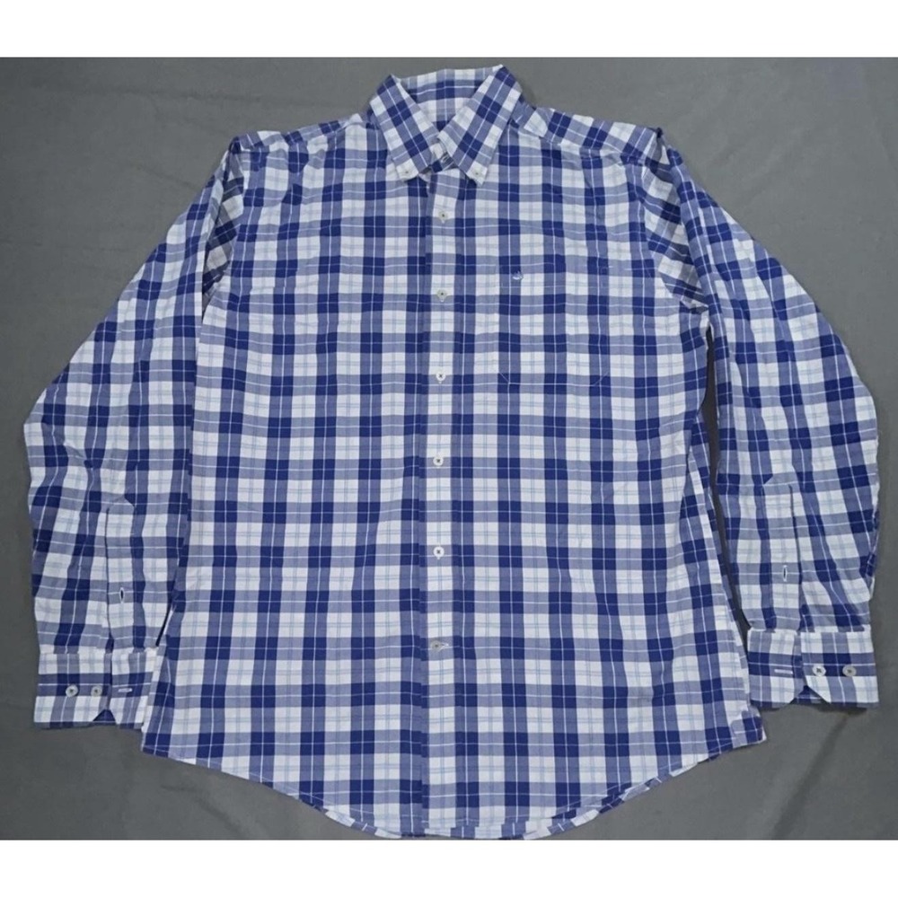 Southern Tide Shirt Mens M Blue Plaid Cotton Long Sleeve Button Up Stretch Woven